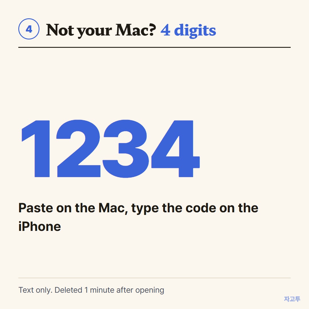 A 4-digit code moving a line from Mac to iPhone