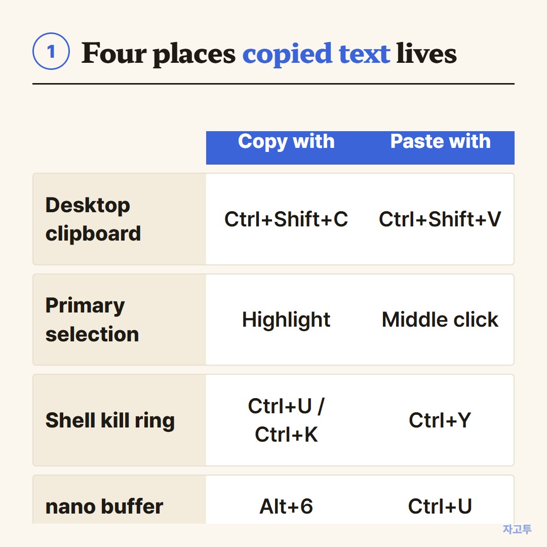 Where each copy goes, and how to paste it back