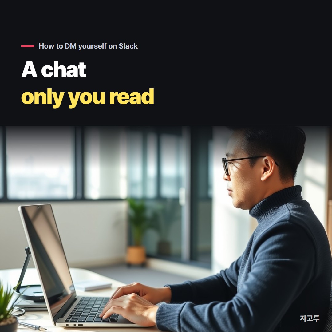 A man at an office desk typing a note into a chat app on his laptop