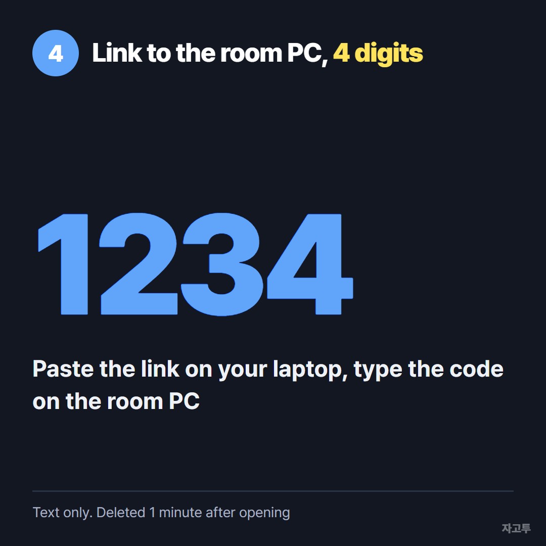 A 4-digit code carrying a slides link to a room PC