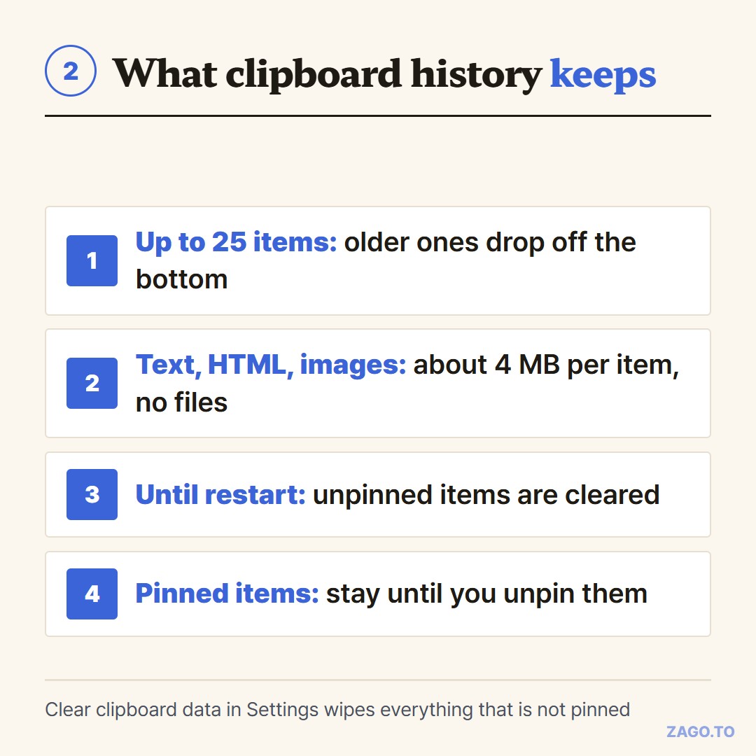 What Windows clipboard history keeps