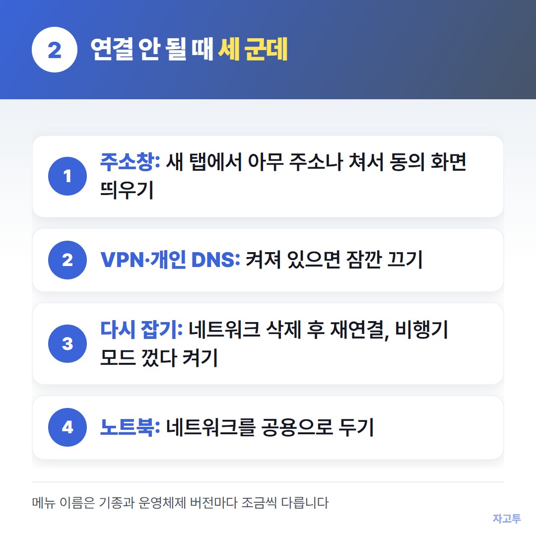 연결 안 될 때 확인할 세 가지