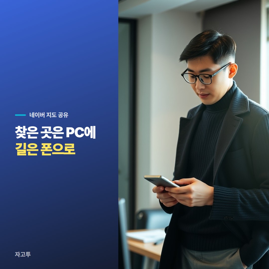 회사 모니터로 지도를 보다 폰을 꺼내는 장면