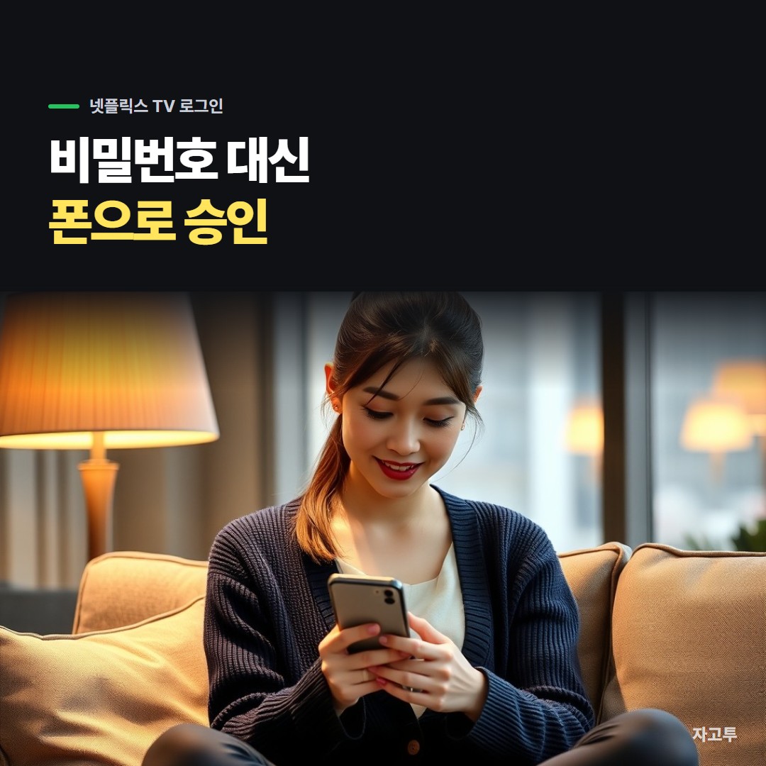 소파에서 폰으로 TV 화면의 코드를 확인하는 사람