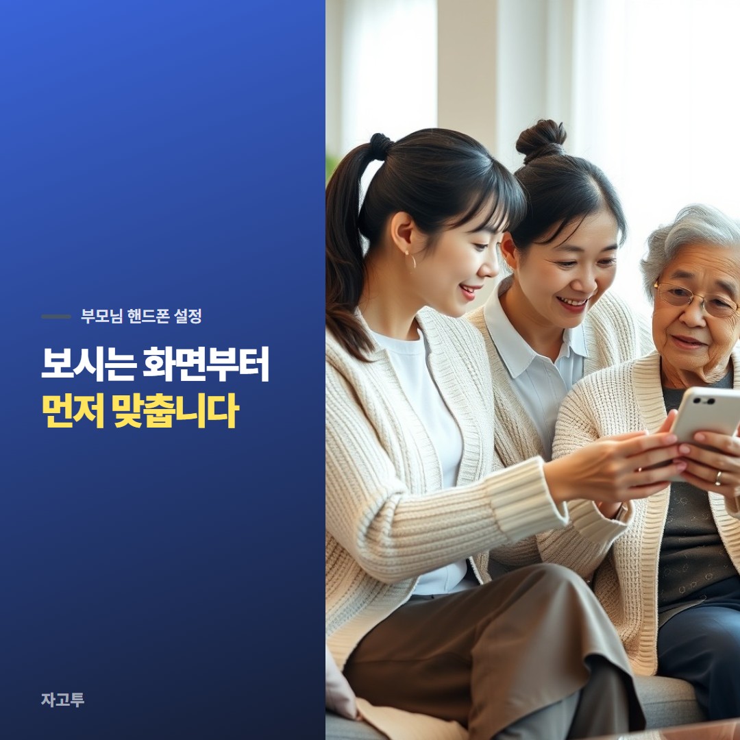 부모님 새 폰을 옆에서 함께 설정해 드리는 장면