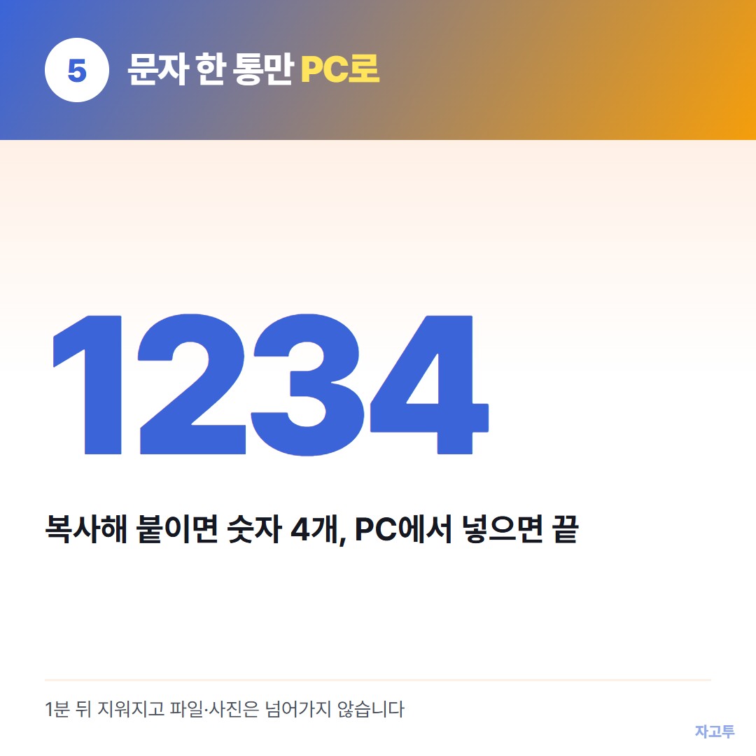 문자 한 통을 PC로 옮기는 숫자 4개