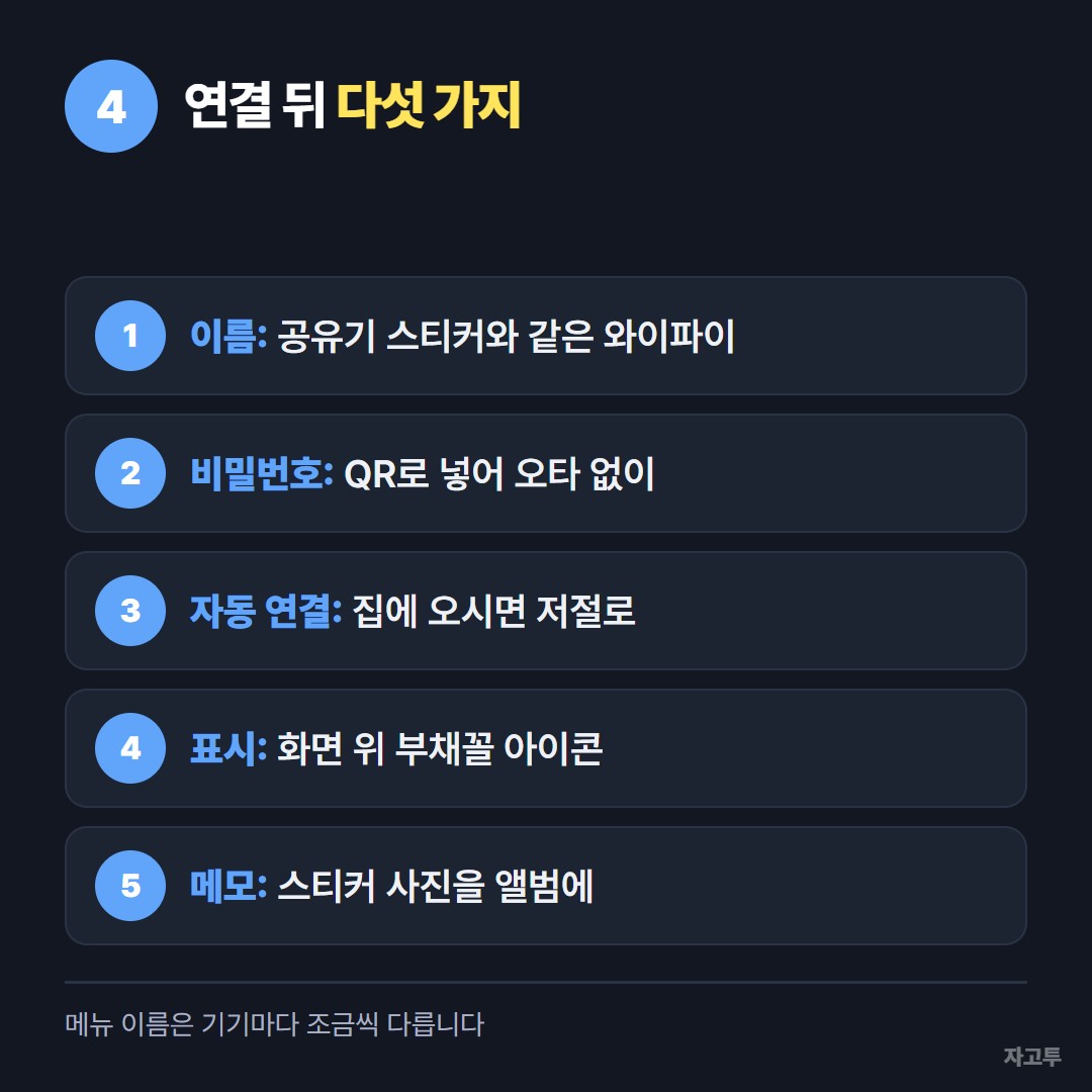 부모님 폰 와이파이 연결 뒤 확인할 다섯 가지