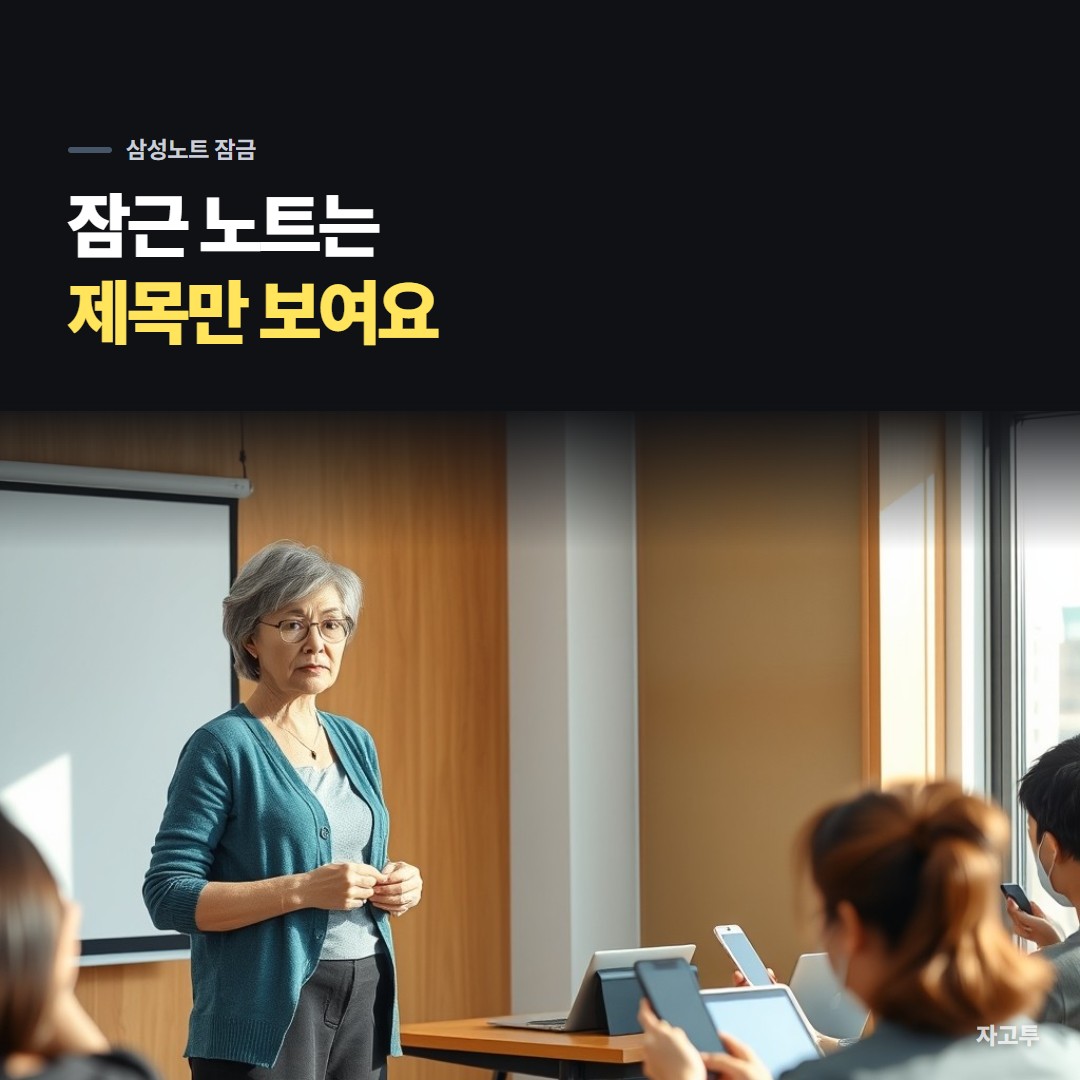 갤럭시 폰으로 메모를 확인하는 사람