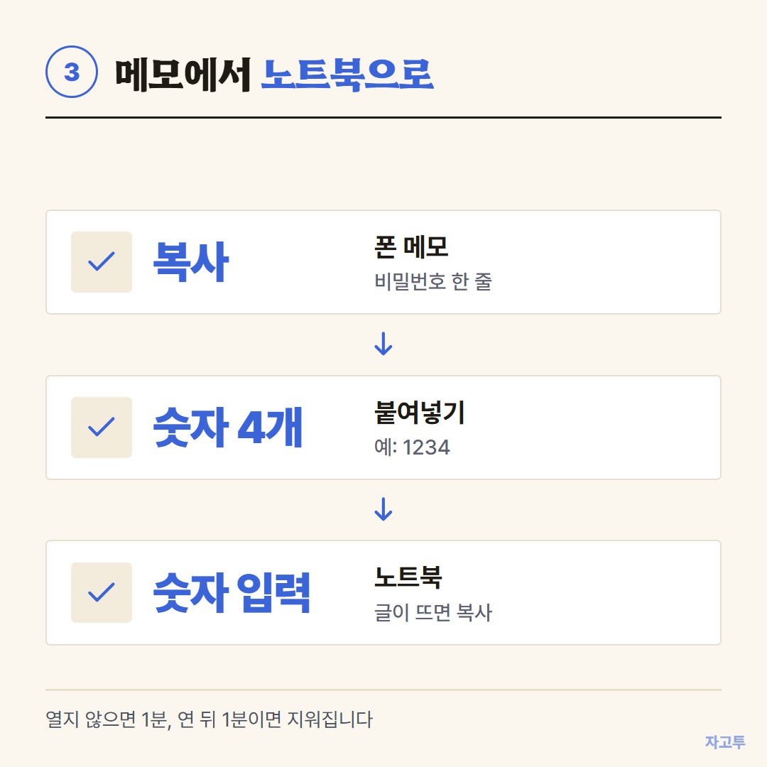 휴대폰 메모에서 노트북으로 옮기는 순서
